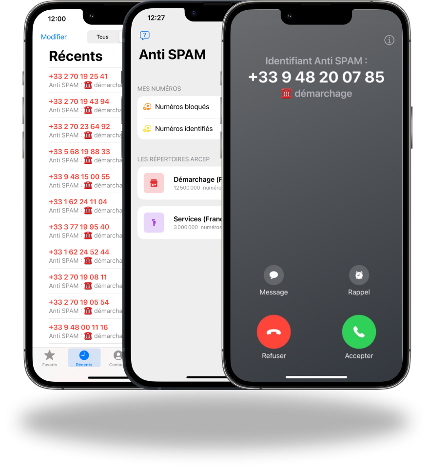 Illustration de l'application Anti SPAM sur iPhone